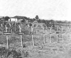 Одно из немецких кладбищ в степях Придонъя. Они не дошли до Дона. Лето 1942 г.