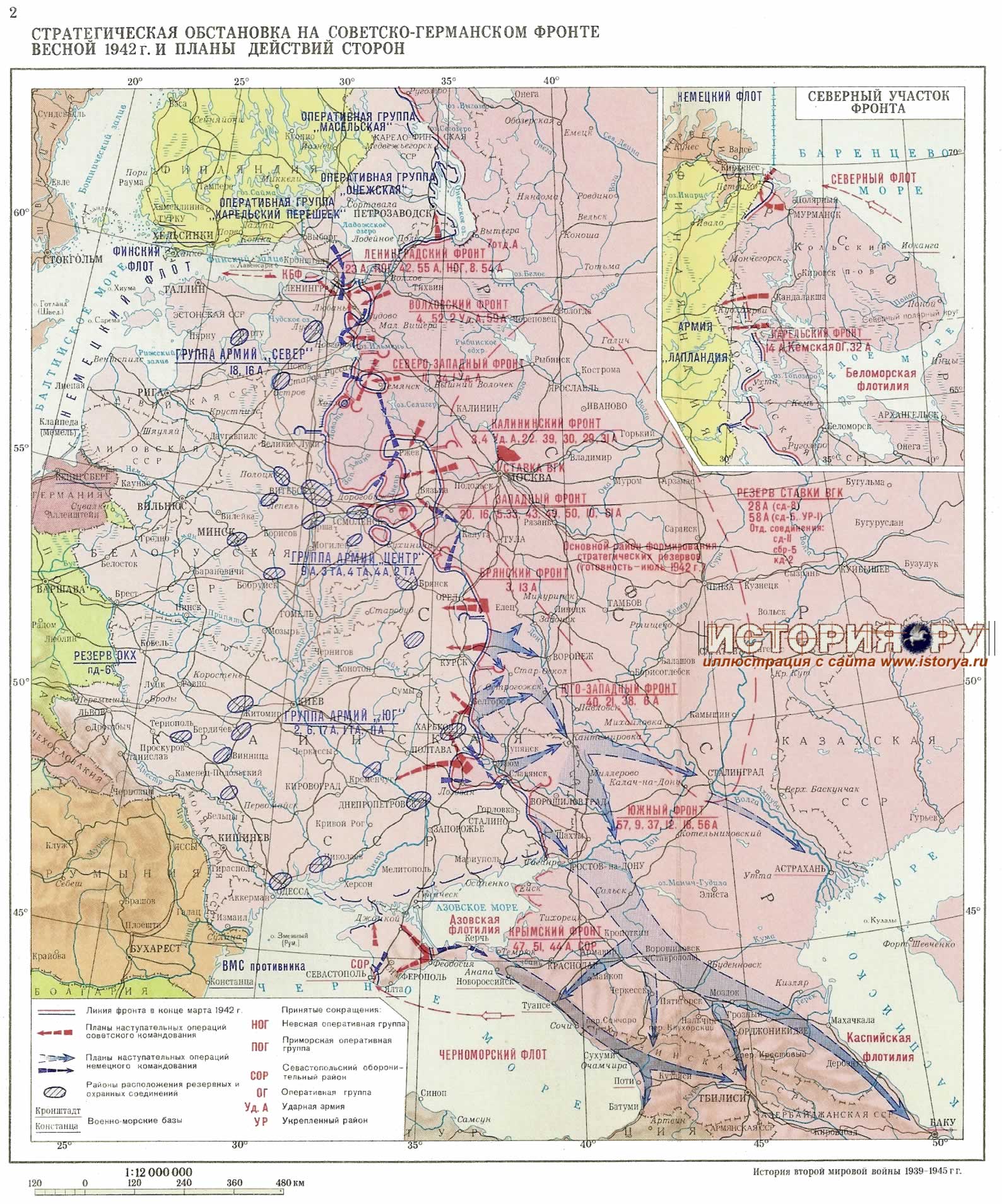 Стратегическая обстановка на советстко-германском фронте весной 1942 года и планы действий сторон