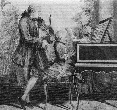 Леопольд Моцарт со своими детьми - Вольфгангом и Марией Анной