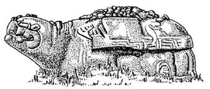 Гранитная черепаха близ дворца в Каракоруме